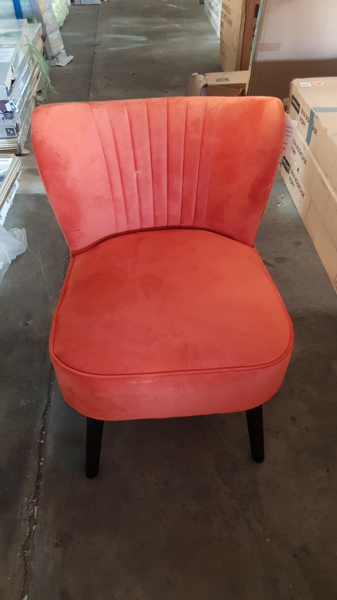 (R4G) 1 X Occasional Chair Burnt Orange. Velvet Fabric Cover With Rubberwood Legs. (H72xW60xD70cm) - Image 3 of 3