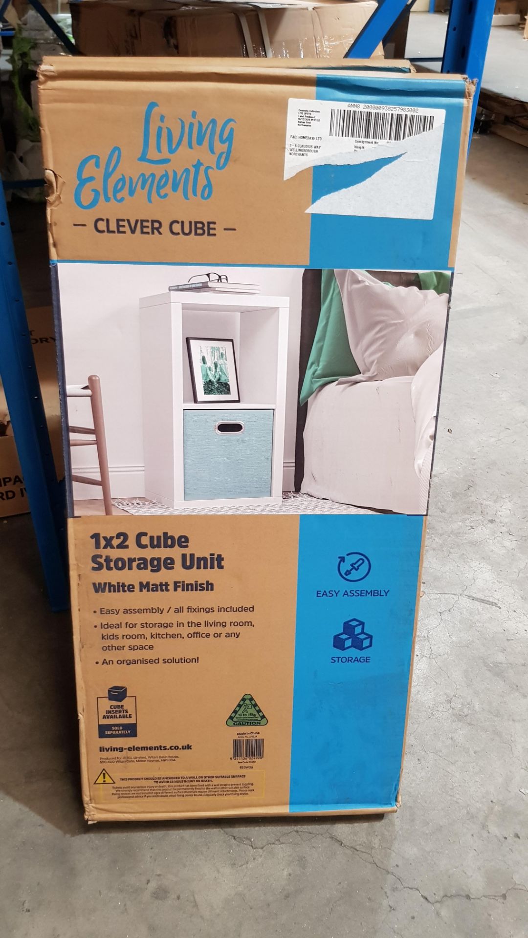 (R7I) 1 X Living Elements Clever Cube 1x2 Cube Storage System White Matt Finish (H760mmxW410mmxD390 - Image 4 of 4
