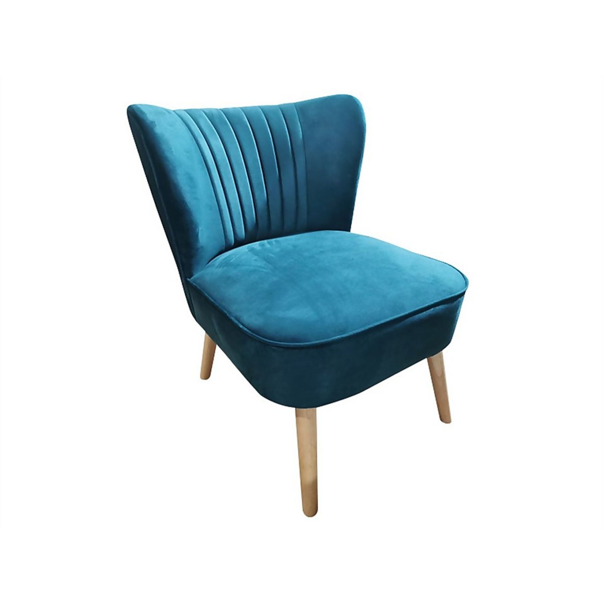 (R7L) 1 X Occasional Chair Teal. Velvet Fabric Cover. Rubberwood Legs. (H72xW60xD70cm) RRP £60 - Image 5 of 6