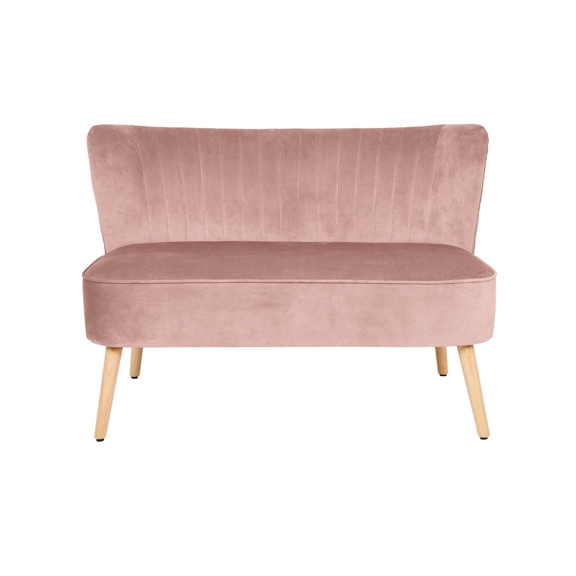 (R7M) 1 X Cocktail Sofa Dark Blush. Velvet Fabric Cover With Rubberwood Legs. (H72xW110xD70cm) RRP - Image 3 of 5