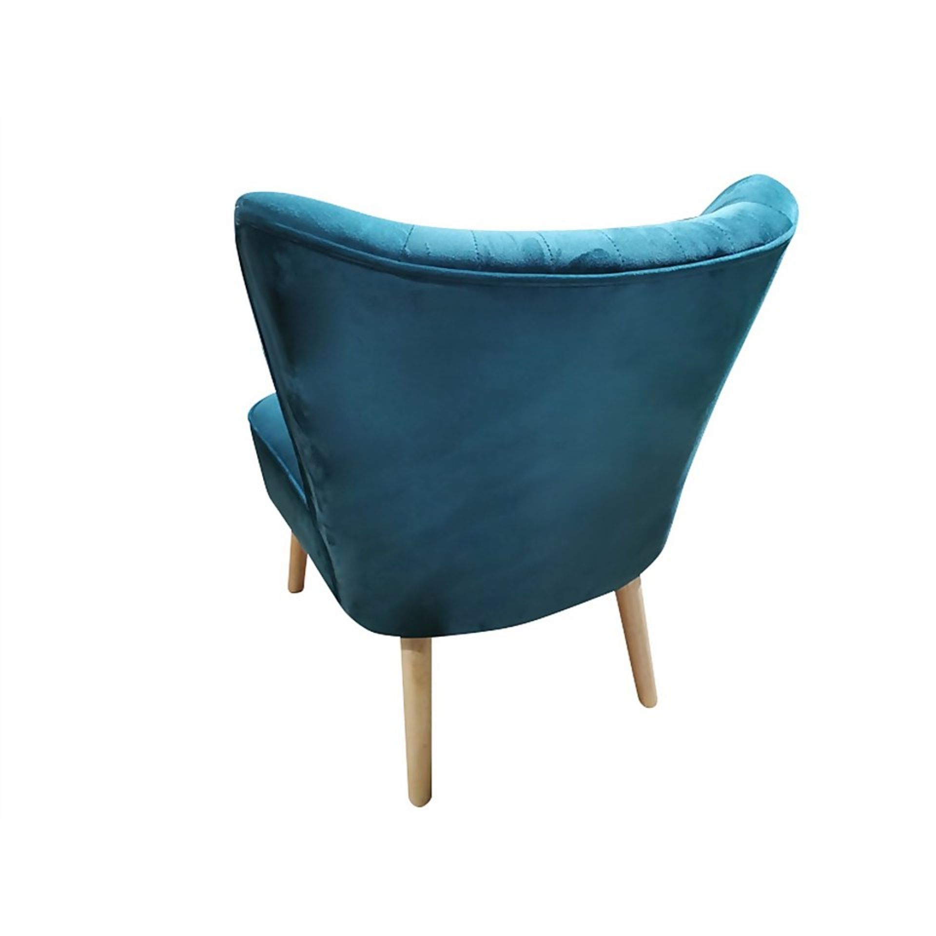 (R7L) 1 X Occasional Chair Teal. Velvet Fabric Cover. Rubberwood Legs. (H72xW60xD70cm) RRP £60 - Image 4 of 6