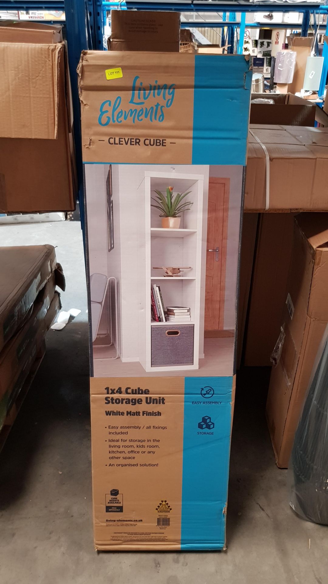 (R10K) Clever Cube 1 X 4 Cube Storage Unit White Matt Finish. (H1460 x W410 x D390mm) - Image 5 of 5