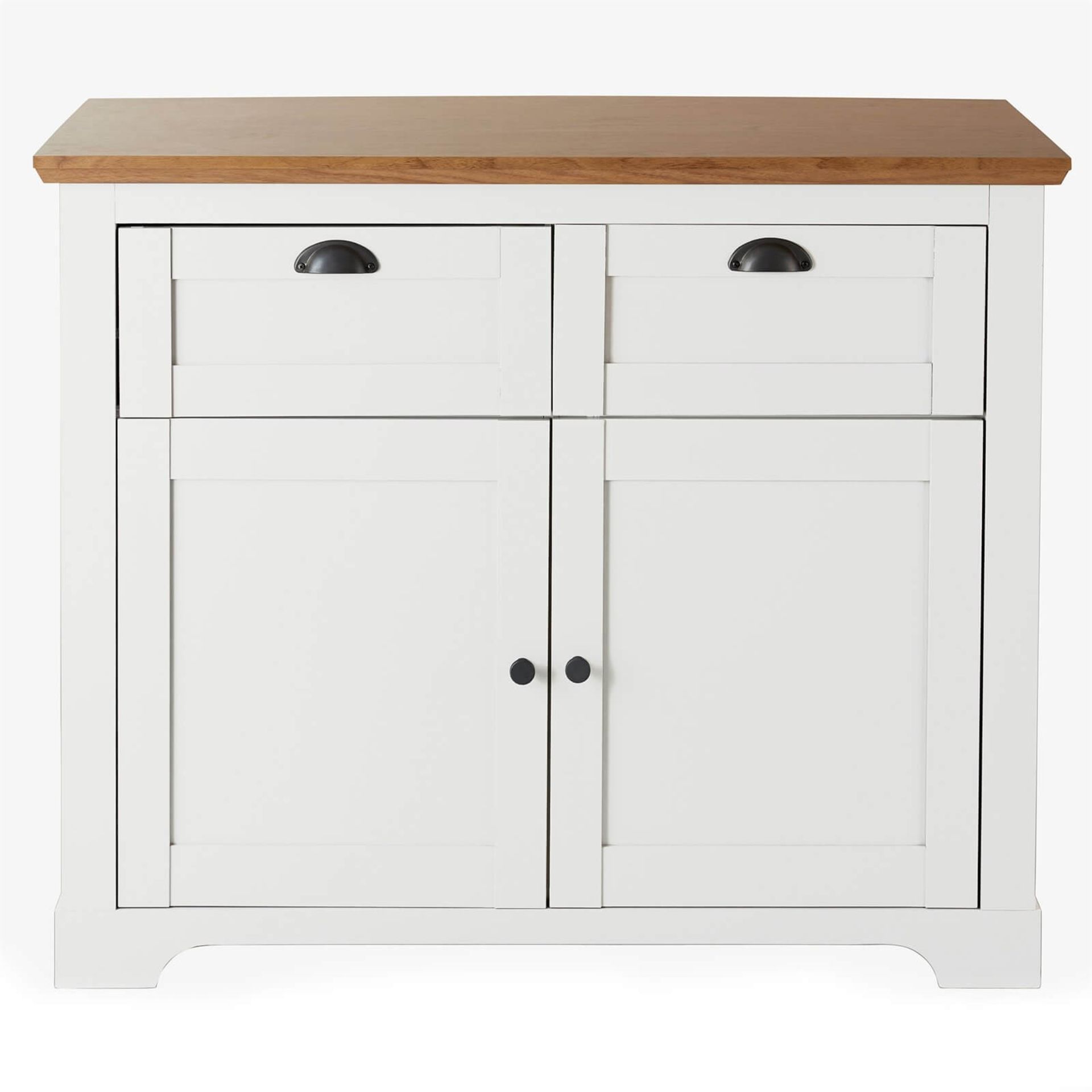 (R7I) 1 X Diva Compact Sideboard Ivory. Ivory Finish With Oak Effect Top. Two Drawers And Two Compa