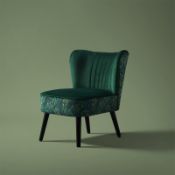 (R7J) 1 X Jessica Jungle Occasional Chair. Velvet Fabric Cover, Rubberwood Legs (H72xW60xD70cm) RRP