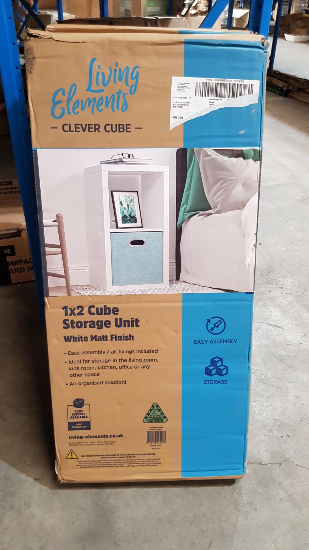 (R7I) 1 X Living Elements Clever Cube 1x2 Cube Storage System White Matt Finish (H760mmxW410mmxD390 - Image 4 of 4