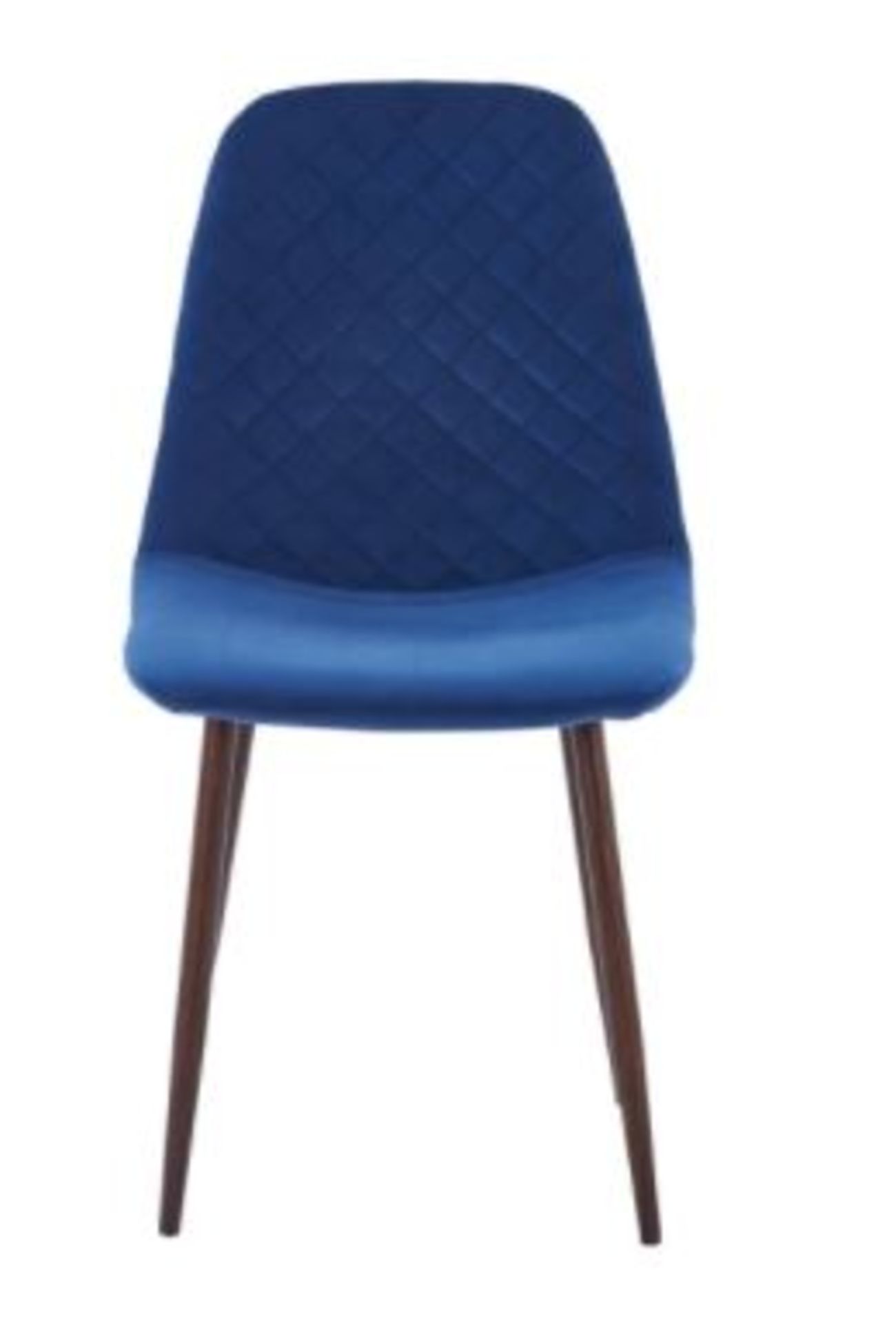 (R10H) 2 X Perth Navy Velvet Chair. Walnut Effect Metal Frame With Fully Upholstered Seat. (H84xW53 - Image 2 of 3