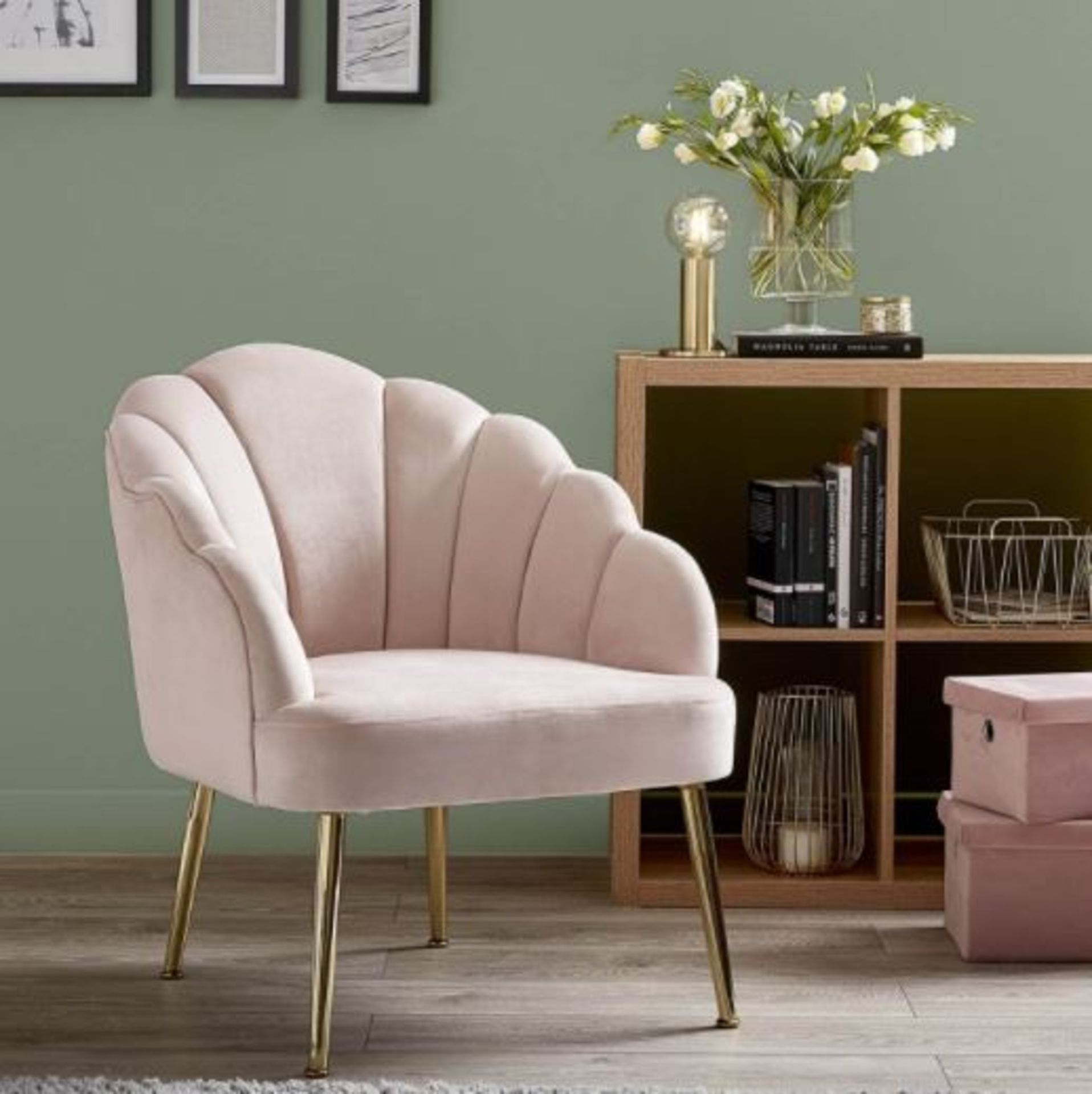 (R10K) 1 X Sophia Occasional Chair Blush. Velvet Cover With Rubberwood Legs(H77xW64xD71cm) RRP £60