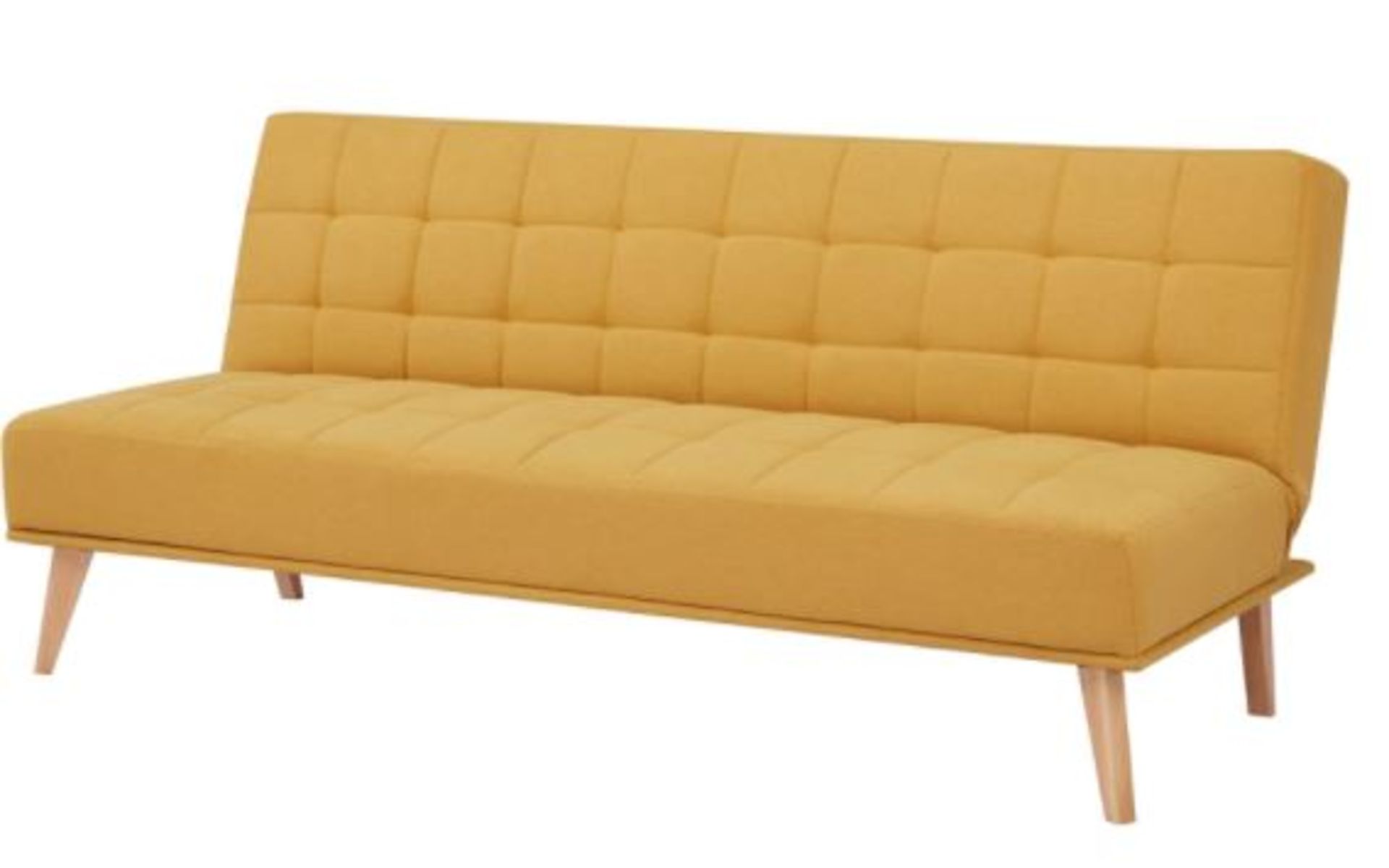 1 X Click Clack Kelly Sofa Bed Ochre. Wooden Frame With Solid Birchwood Legs. 100% Polyester Fabric - Image 2 of 9