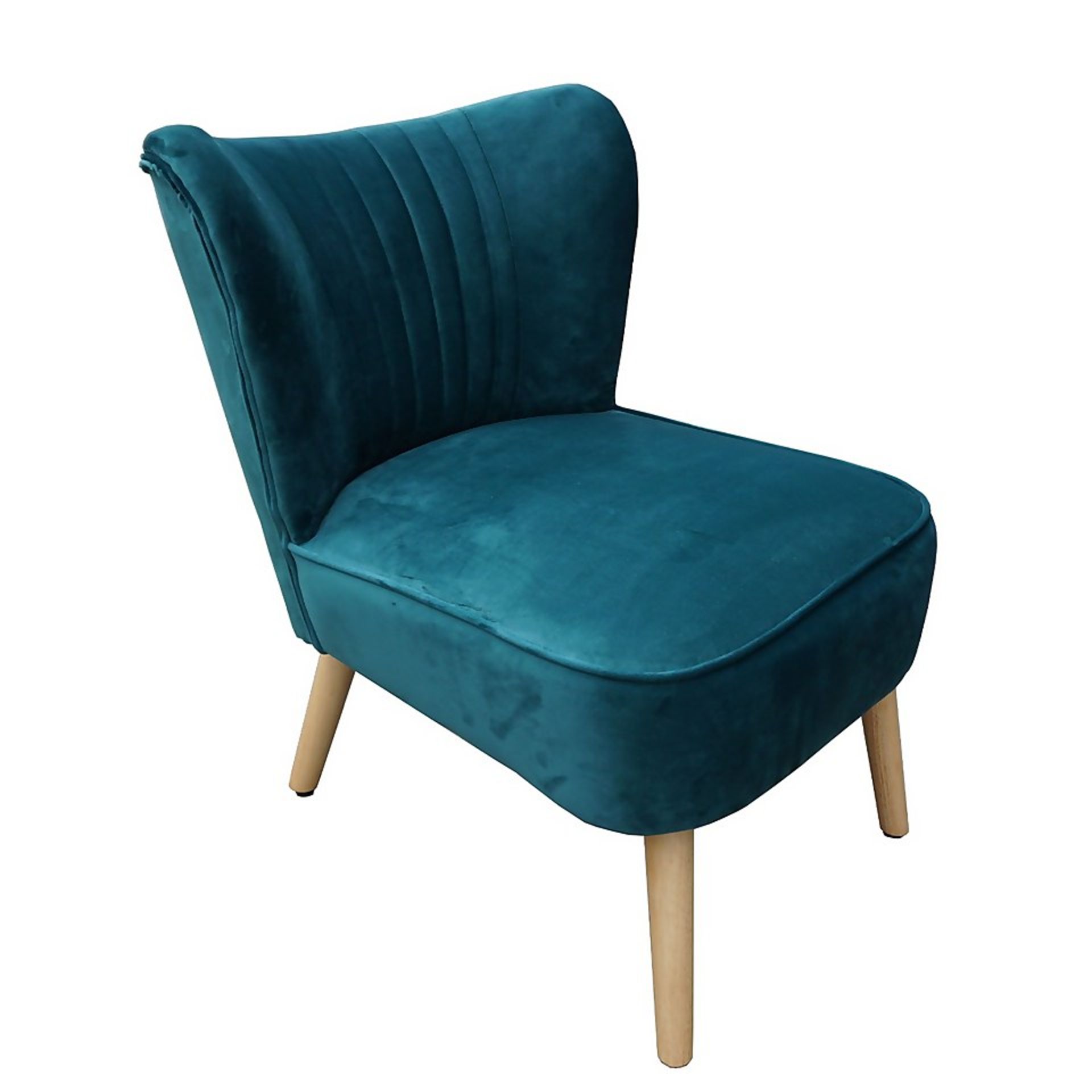 (R7L) 1 X Occasional Chair Teal. Velvet Fabric Cover. Rubberwood Legs. (H72xW60xD70cm) RRP £60 - Image 2 of 6