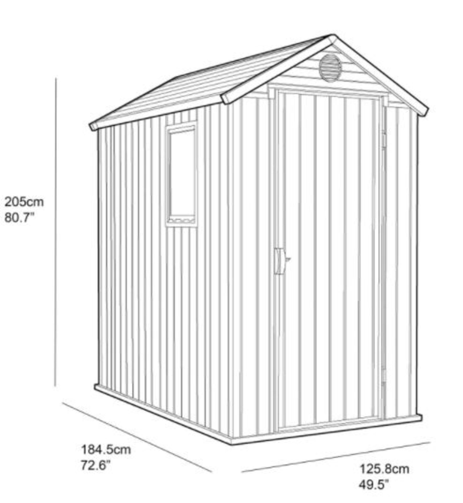 Garden. 1 X Keter Darwin 4x6 Shed. (H205xW125.8xD184.5cm) RRP £320 - Image 2 of 6