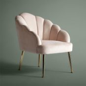 (R7N) 1 X Occasional Chair Blush. Velvet Fabric Cover. Rubberwood Legs. (H72xW60xD70cm) RRP £60