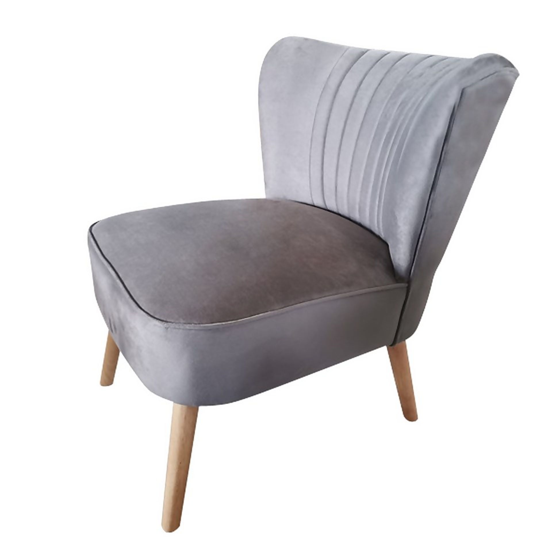 (R7N) 1 X Occasional Chair Grey. Velvet Fabric Cover. Rubberwood Legs. (H72xW60xD70cm) RRP £60 - Image 5 of 6