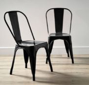 (R10I) 2 X Billy Bistro Chairs Black. Metal Stacking Chairs Painted Finish. (H64xW44.5xD51cm)