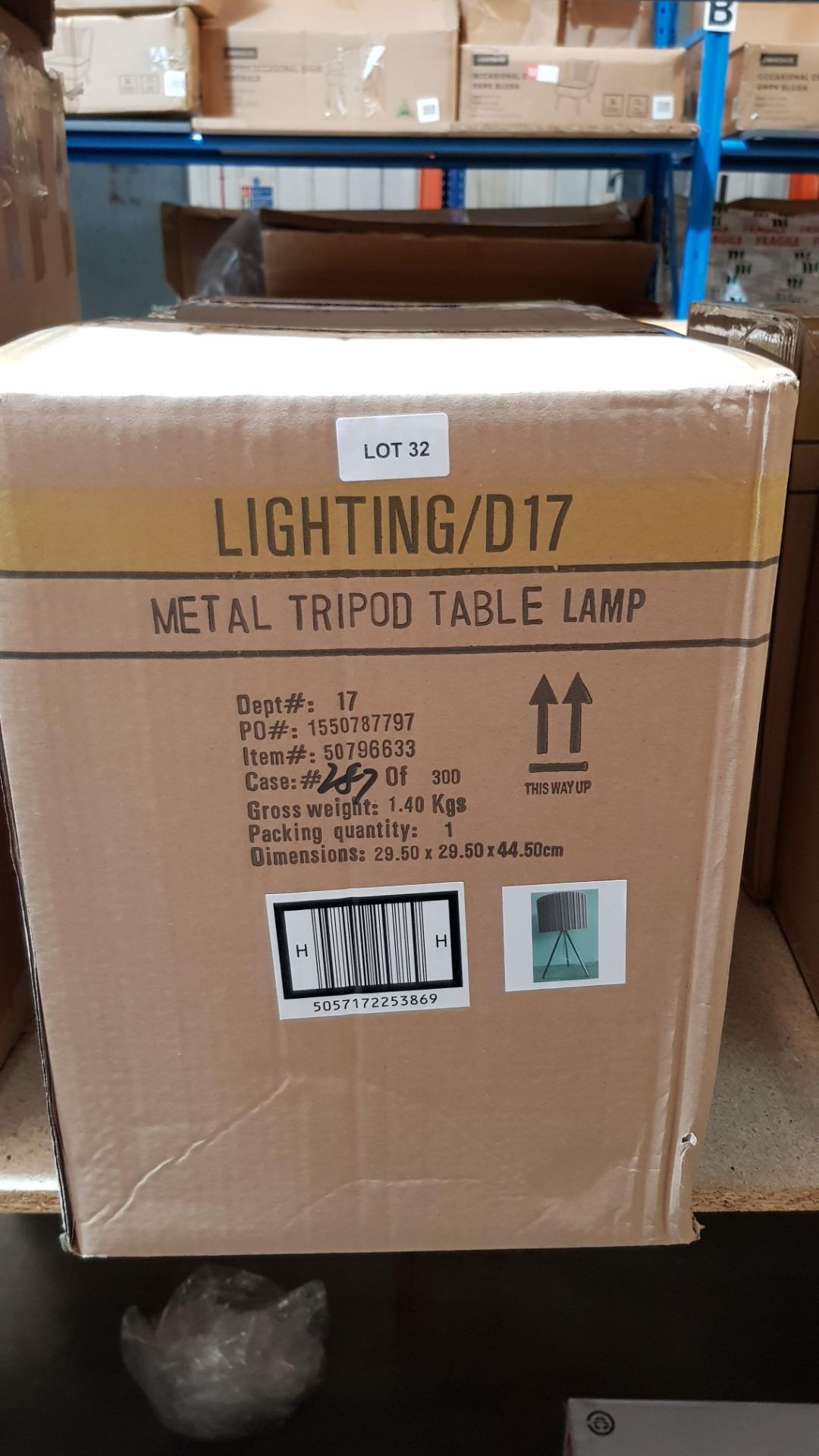 (R6B) Lighting. 2 X Metal Tripod Table Lamp (May Contain Undelivered / Wrong Item Return Sticker) - Image 2 of 2
