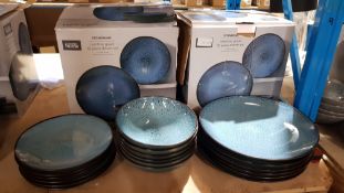 (R5D) Household. 18 X Stoneware Reactive Glaze Dinner Set