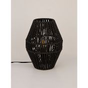 (R5L) Lighting. 3 X Black Rattan Table Lamp (May Contain Undelivered / Wrong Item Return Sticker)