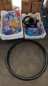 (R9C) Mixed Lot. Contents Of Floor. To Include 1 X Bell Bicycle Tyre, 1 X Equip 12V Air Compressor,