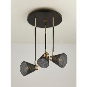 (R10A) Lighting. 2 Items. 1 X Black & Brass Ceiling Light & 1 X 1 Rose Gold Ring LED Pendant (May