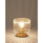 (R6A) Lighting. 3 X Ribbed Glass Lamp. (May Contain Undelivered / Wrong Item Return Sticker)