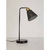 (R10C) Lighting. 3 Items. 1 X Black & Brass Table Lamp, 1 X Green Velvet Table Lamp & 1 X Acrylic B