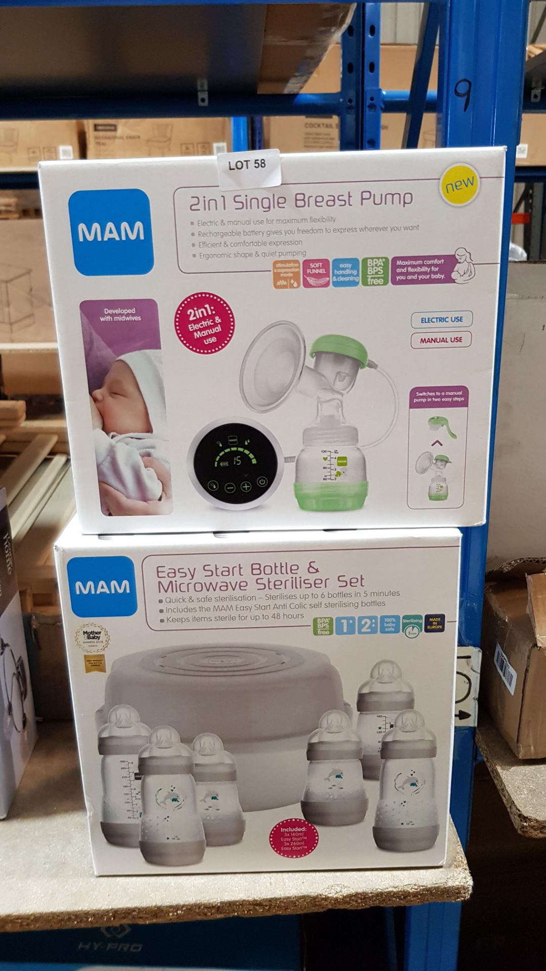 (R6E) Baby. 2 Items. 1 X MAM 2 In 1 Single Breast Pump & 1 X MAM Easy Start Bottle & Microwave Ster - Image 3 of 3