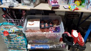 (R9K) Christmas. Contents Of Floor. To Include Gift Wrap, Large Gift Bags, Tinsel, Christmas Eve Bo