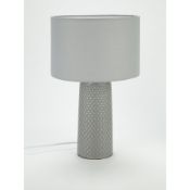 (R5L) Lighting. 4 Items. 1 X Honeycomb Ceramic Tlamp Alloy Grey, 1 x Rattan Table Lamp With Shade,