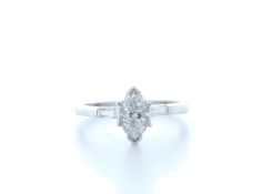 18ct White Gold Marquise Diamond With Stone Set Shoulders 1.22 Carats