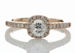 18ct Rose Gold Halo Set Ring 0.74 Carats