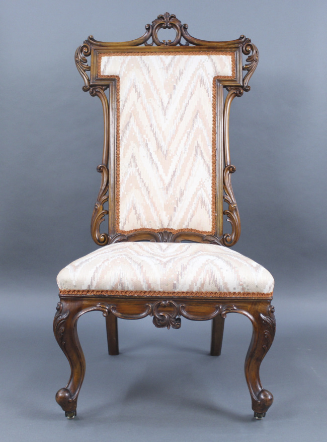 Antique Victorian Carved Walnut Upholstered Chair - Image 2 of 8