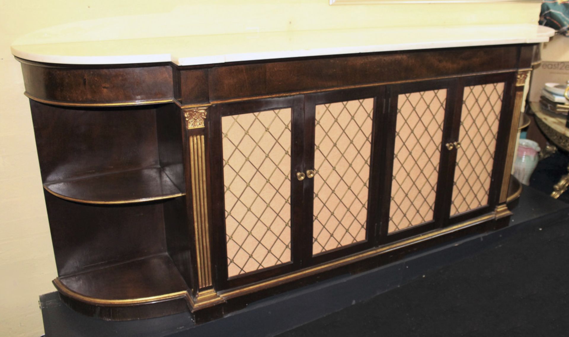 Long Marble Topped Mahogany & Gilt Side Cabinet - Image 2 of 8