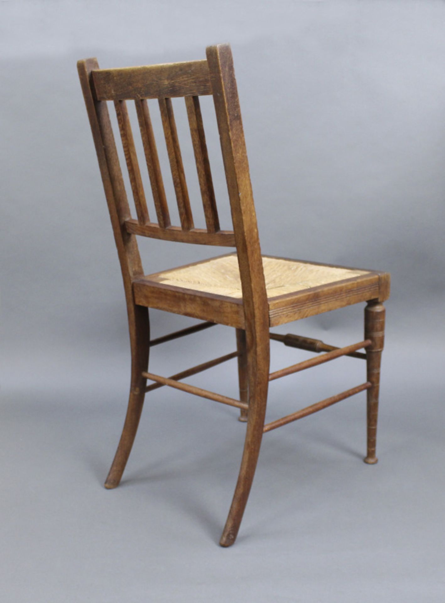 Edwardian Beech Occasional Chair with Rush Seat - Image 4 of 5