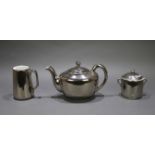 Royal Worcester Platinum Lustre Teapot, Cream Jug & Sugar Pot