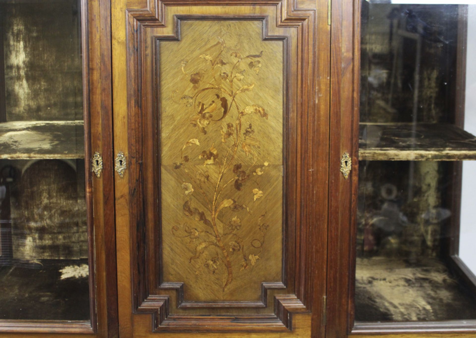 Late Victorian Inlaid Rosewood Display Cabinet - Image 4 of 8