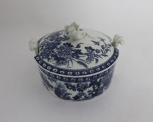 Royal Worcester Dr Wall First Period Blue & White Fence Pattern Butter Tub & Cover