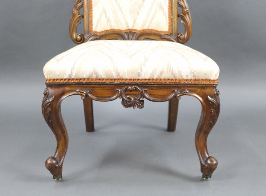 Antique Victorian Carved Walnut Upholstered Chair - Image 8 of 8