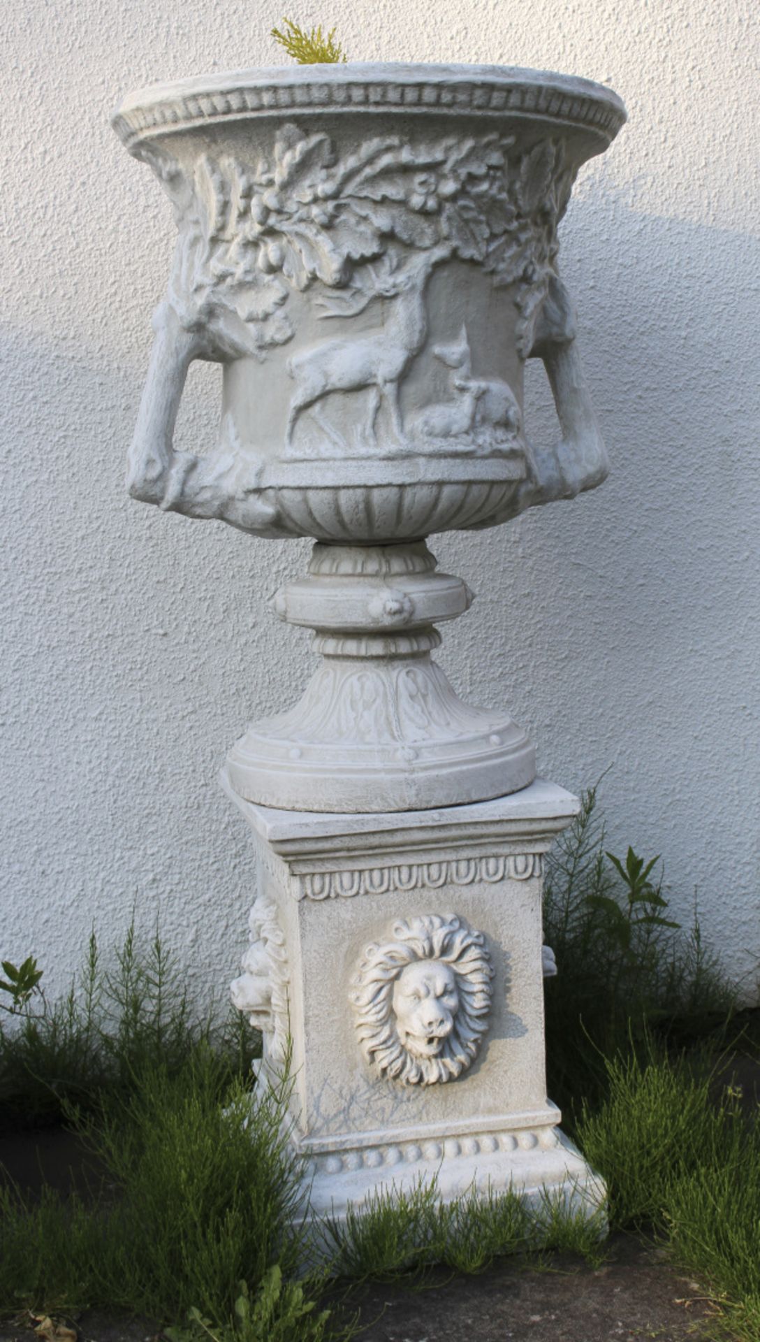 Pair of Heavy Composite Stone Classical Style Garden Urns - Image 2 of 7