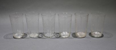 Set of 6 Acid Etched Glasses