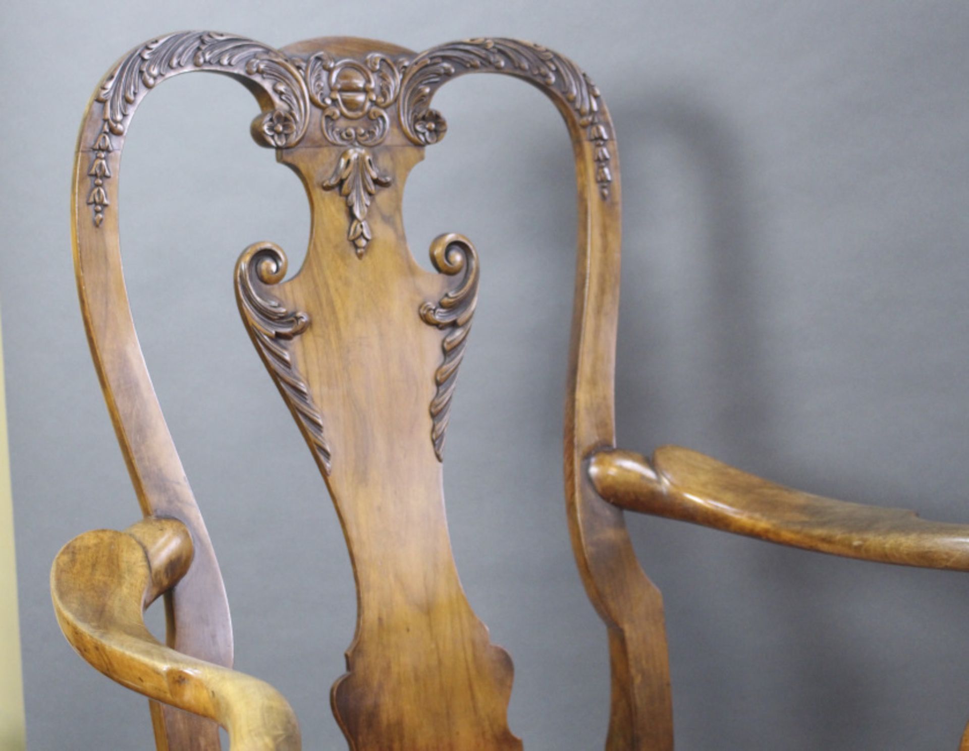 Set of 6 Early 20th c. Georgian Style Carved Walnut Dining Chairs - Image 14 of 17