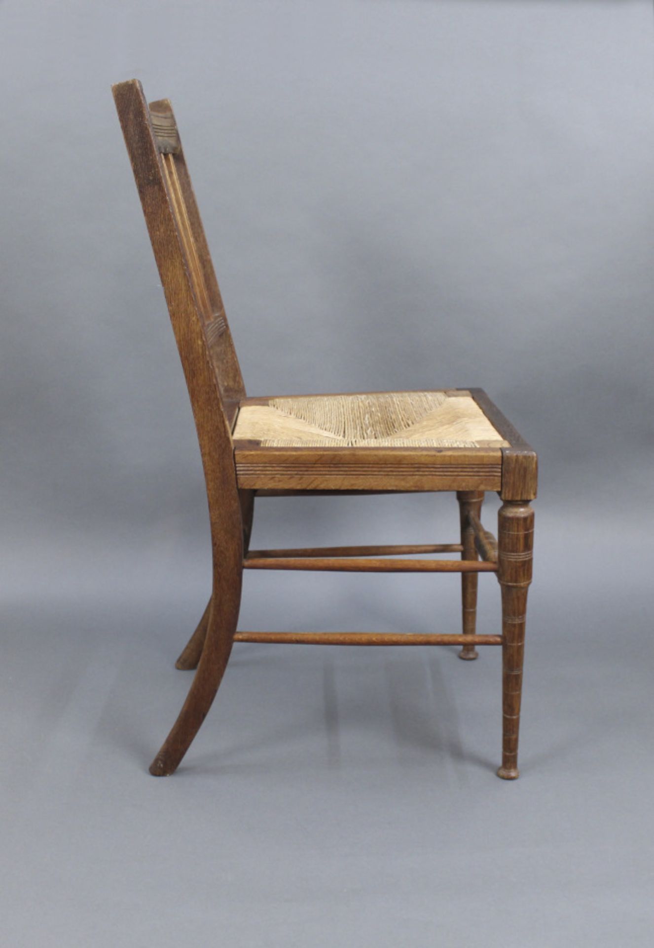 Edwardian Beech Occasional Chair with Rush Seat - Image 3 of 5