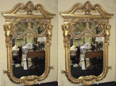 Superb Pair of Ornate Hand Carved Gilt Mirrors