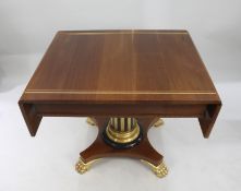 Inlaid Mahogany Sofa Table with Carved Gilt Pedestal