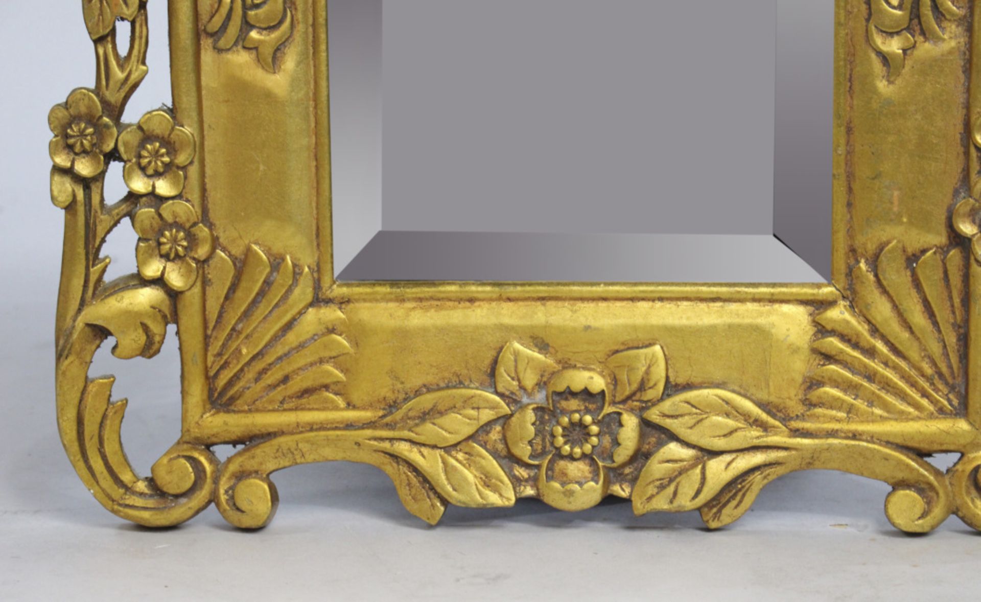 Carved Floral Giltwood Bevelled Glass Wall Mirror - Image 3 of 5