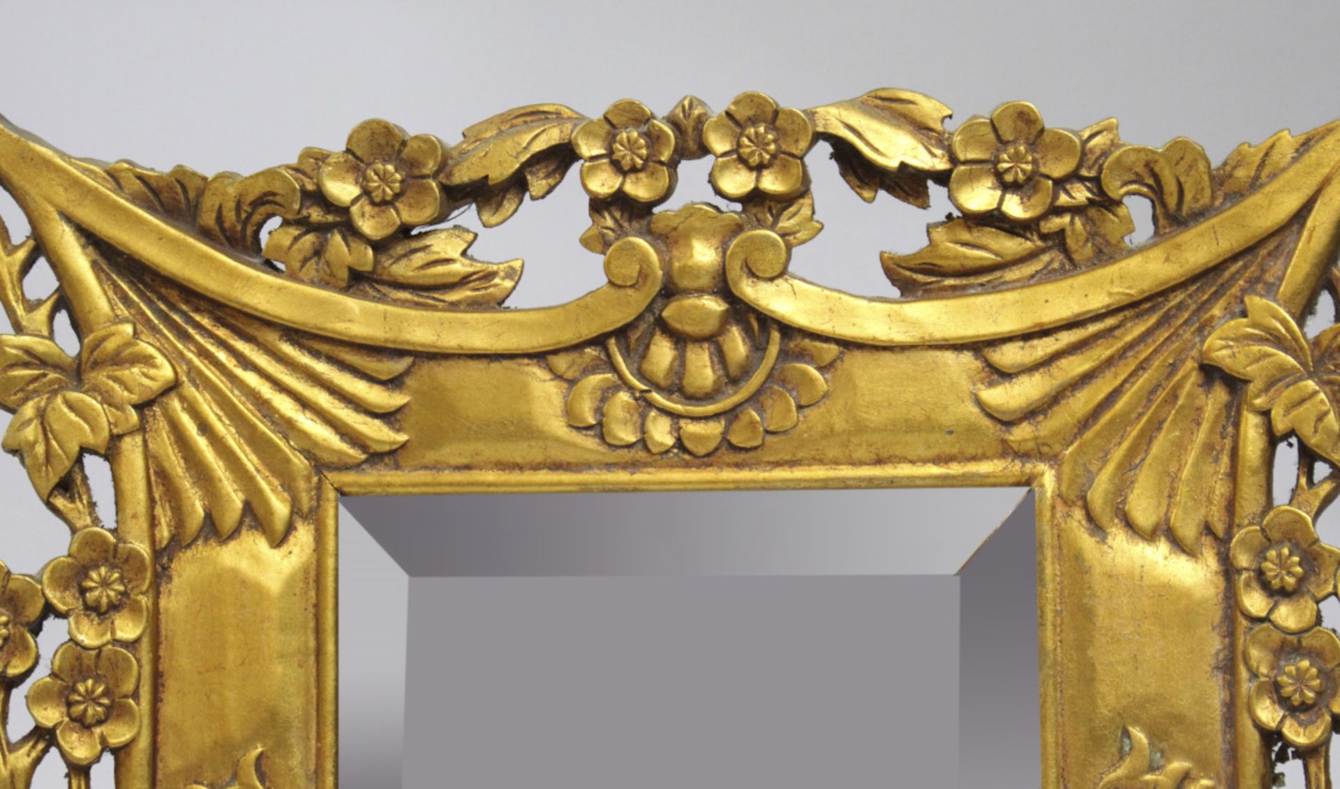 Carved Floral Giltwood Bevelled Glass Wall Mirror - Image 2 of 5