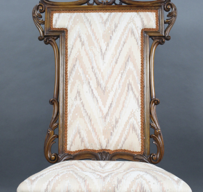 Antique Victorian Carved Walnut Upholstered Chair - Image 5 of 8