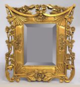 Carved Floral Giltwood Bevelled Glass Wall Mirror