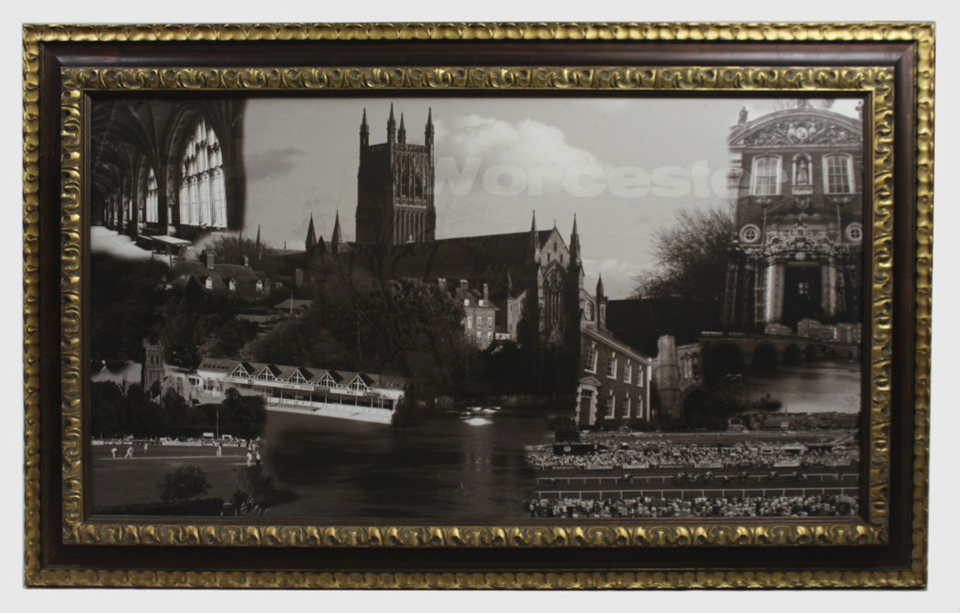 City of Worcester Montage Set in Gilt Frame