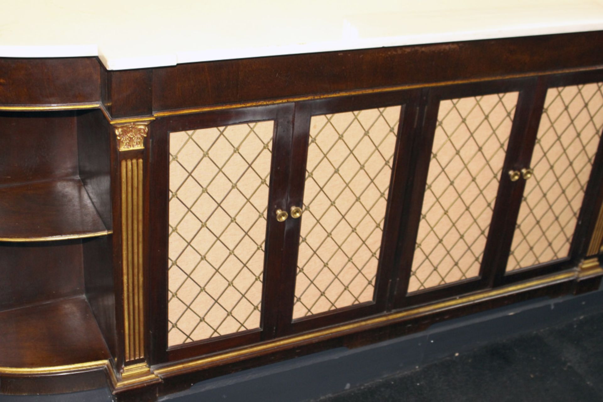 Long Marble Topped Mahogany & Gilt Side Cabinet - Image 6 of 8