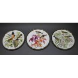 Set of 3 Large Franklin Porcelain Plates Songbirds of the World