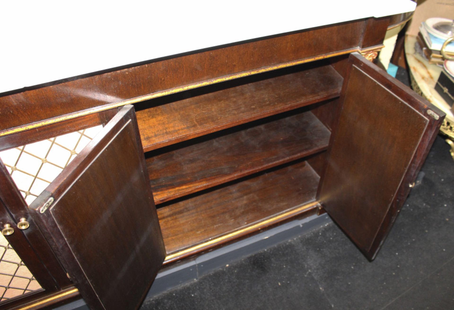 Long Marble Topped Mahogany & Gilt Side Cabinet - Image 8 of 8